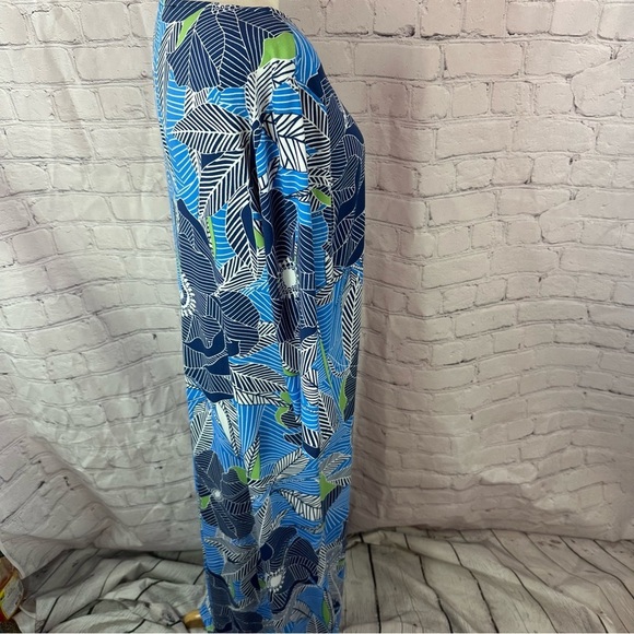 the look Chic Blue Green tropical Floral Dress sz XL 3/4 sleeve bateau neck - Picture 2 of 9